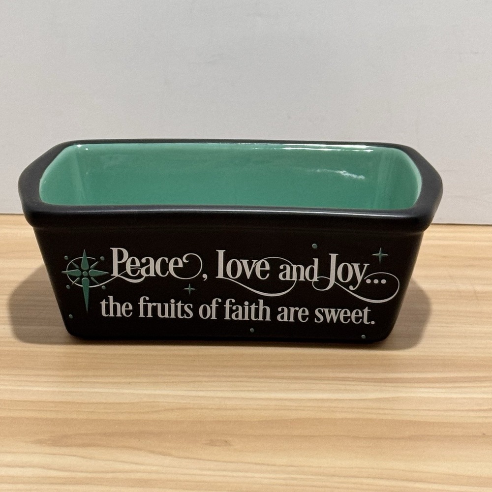 Abbey Press Mini Ceramic Loaf Pan Peace Love and Joy… the fruits of faith are ..